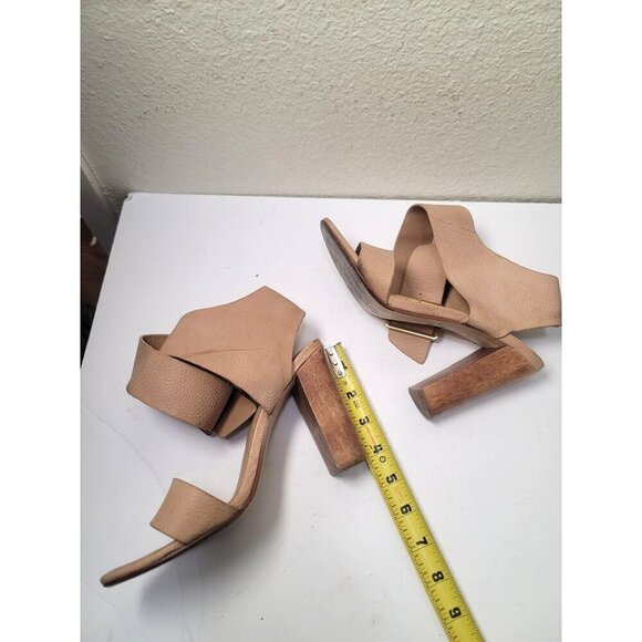Splendid Women's Leather & Wood Sandal Heels Ankle Strap In Tan Size 7.5 M - Picture 8 of 12